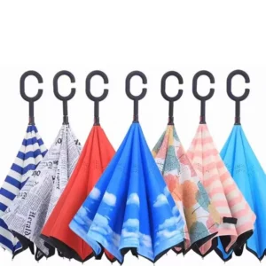 Reverse Inverted Automatic Car Umbrella with Long Handle C-Shaped Handle