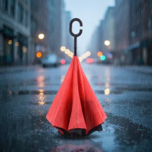 Reverse Inverted Umbrella with C-Shaped Handle and Customizable Logo & Color