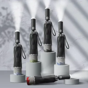 Reverse LED Flashlight Advertising Three-Folding LED Umbrella with Custom Logo