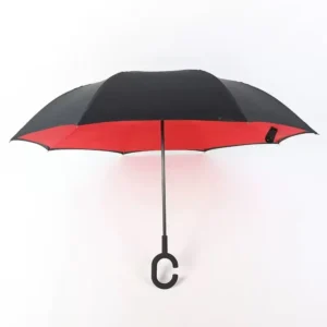 Reverse Straight Windproof Waterproof Umbrella with Rubber C-Shape Handle, Vented Canopy and Hanging Function