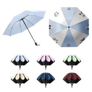 Reverse Umbrella 3-Folding Travel Portable Sun Rain Umbrella Sunshade with Business Logo Printing