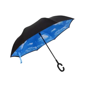 Reverse Umbrella Double Canopy Carbon Fiber Shaft C Shape Handle Windproof Manual Straight Umbrella