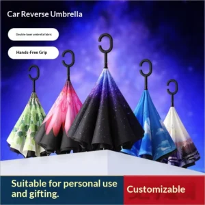 Reverse Umbrella Long Handle Women’s Car Men’s Sunny Rainy Dual-Use Semi-Automatic Double-Person Straight Rod