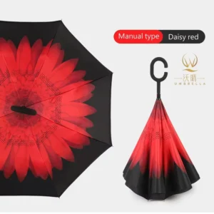 Reverse Umbrella with C-Shape Handle and Minimalist Design