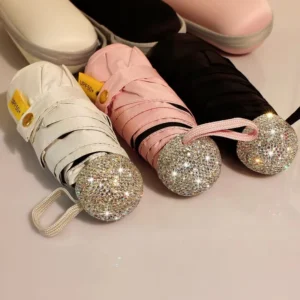 Rhinestone Sun Umbrella Travel Micro Mini Compact Super UV Protection Pocket Umbrella Glasses case Pill Box Ashtray Stapler