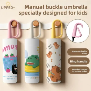 Ring Buckle Manual Kids Umbrella Sun and Rain Foldable Parasol for Boys and Girls Primary School