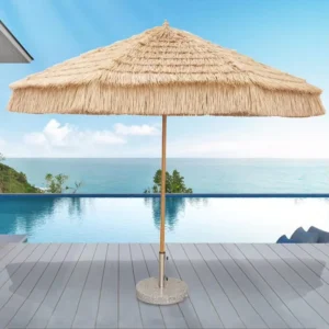 Roman Beach Style Outdoor Patio Umbrella with Center Pole Sun Shade for Garden Poolside Cafe