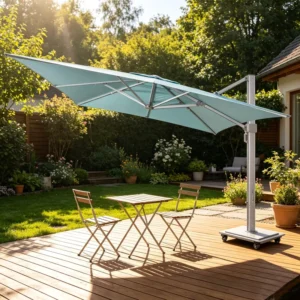 Roman Cantilever Sunshade Umbrella with Base for Hotel Poolside Use Waterproof UV-Proof Outdoor Terrace