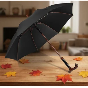 Roman Design Straight Walking Stick Umbrella with UV Protection, Pongee Fabric, 8 Ribs