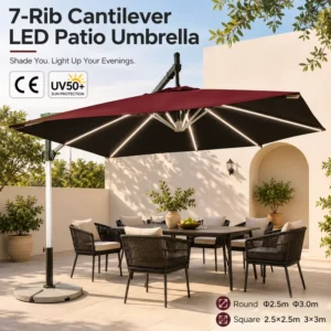 Roman Style Cantilever Umbrella for Commercial Patio and Outdoor Lounge Furniture Sets