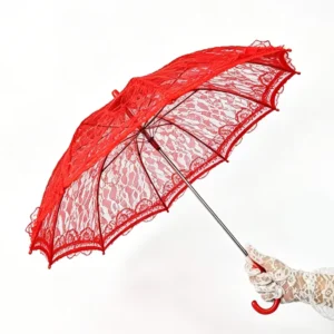 Romantic Lace Parasol Umbrella Curved Hook Handle for Party Photography