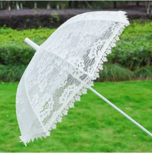 Romantic White Lace Umbrella Props Photo Umbrella for Wedding and Holiday Party Decoration