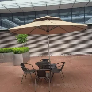 Round 3M Roma Umbrella with Solar Light Waterproof Cantilever Double Canopy 360-Degree Rotation for Hotel and Park Outdoor Use