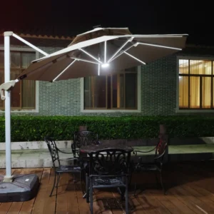Round 3m Double-Top Patio Offset Cantilever Umbrella 360° Rotation Integrated Tilting System