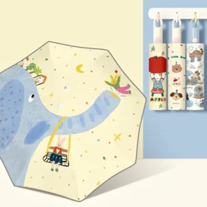 Round-Cornered Children’s Three-Fold Aluminum Alloy Fully Automatic Anti-Rebound Umbrella for Sunny and Rainy Days