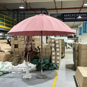 Round Outdoor Market Umbrella Parasol Waterproof Garden Cafe Sun Parasol