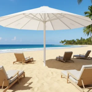 Round Patio Umbrella with 16 Ribs and Thick Canopy Commercial Outdoor Umbrella for Patio and Backyard