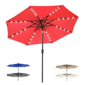 Round Steel Outdoor Patio Umbrella Pool Giant Led Light Sunshade Heavy Duty Waterproof Fishing Solar Umbrella Center Parasol