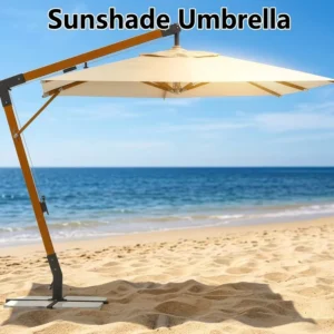 Round Vintage Straw Thatch Hawaiian Palm Beach Umbrella Set Parasol