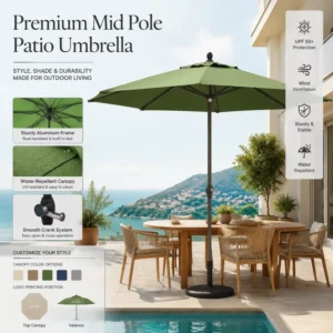 Rust-Resistant Aluminum Frame UV Protection Outdoor Patio Umbrella Without Base