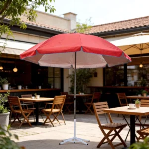Rustproof Metal Ribs Sun Umbrella Silver Coating UV Protection Wind Resistant Waterproof Outdoor Market Beach Cafe Parasol