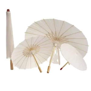 SUNDAY Craft Customizable Wooden Handle Straight Paper Umbrella DIY Plain Design