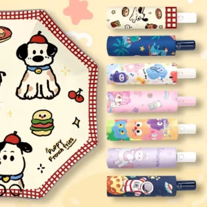 Safe Anti rebound Kids’ Automatic Umbrella UV Protection Portable Folding Cartoon Design Personalized Dog Pattern Back to School