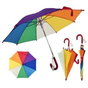 Safe Cute 8 Colors Manual Kids Umbrella Children Fully Printed Pongee Fabric with Name Label Customized Logo Rain Protection