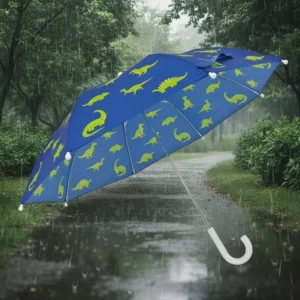 Safe Opening Umbrella for Children Windproof Fiberglass Frame Kids Umbrella with Dinosaur Pattern