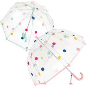 Safety Anti pinch Kids Bubble Transparent Umbrella with Colorful Polka Dots for Business Gifts