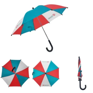 Safety Round Tip Kids Umbrella Manual Open Color Block Polyester Umbrella for School with J Hook