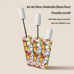 Safety Three-Fold Fully Automatic Step-by-Step Closing Edge Banding Rounded Corner Cute Cartoon Children’s Umbrella Sun