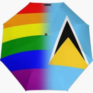 Saint Lucia National Flag Themed Fully Automatic Folding Umbrella