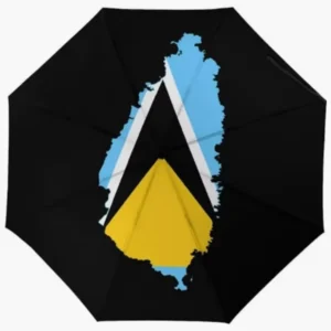 Saint Lucia National Flag Themed Fully Automatic Folding Umbrella