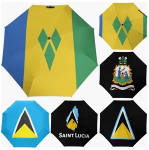 Saint Lucia Saint Vincent and the Grenadines Fully Automatic Folding Umbrella National Flag Painted Design
