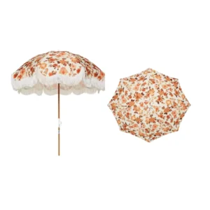 Sand Patio Picnic Parasol UV Protection Sturdy Resort Beach Umbrella Fringe Tassels Large Outdoor Travel