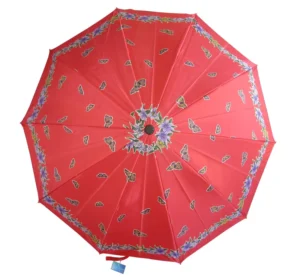 Satin Printed Straight Automatic Umbrella