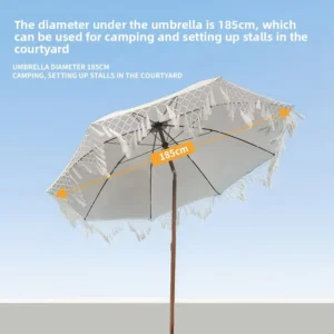 Seaside Holiday Beach Courtyard Tassel Sunshade Umbrella, Customizable
