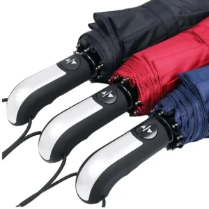 Semi Automatic 10 Bone Triple Fold Black UV Umbrella Sun and Rain Dual Use