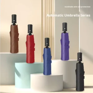 Semi-Automatic 3-Fold 8-Rib Men’s Solid Impact Cloth Umbrella