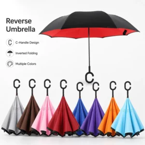 Semi-Automatic Car Outdoor Double-Layer Folding Reverse Inverted Umbrella with C Handle