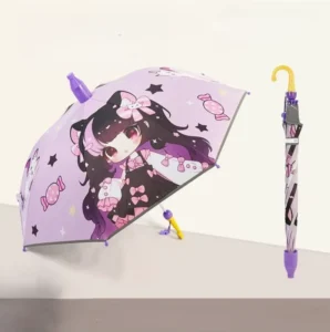 Semi-Automatic Children’s Straight Pole Rain Umbrella, Pongee, Steel, 8 Ribs, Cartoon, 95cm Open Diameter for Outdoor