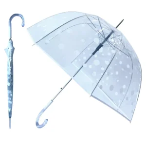 Semi-Automatic Clear Dome Ladies All-in-One Stick Umbrella Straight Umbrella Eco-Friendly POE