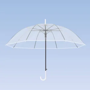 Semi-Automatic Clear Straight Umbrella PVC Rainproof Custom Printing J Handle