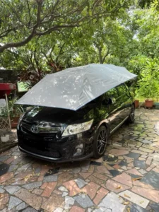 Semi-Automatic Fiberglass Foldable Car Sunshade Umbrella, Waterproof, Heat Insulating, Fits SUV