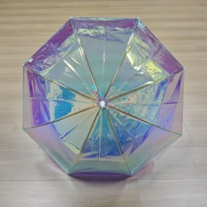 Semi-Automatic Holographic Iridescent 8K-Rib Straight Long-Handled Business Gift Umbrella