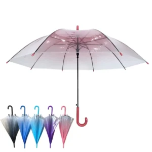 Semi-Automatic Iron Tube POE Umbrella Auto Open Gradient Transparent Straight Design 8 Ribs 90cm
