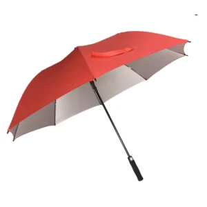 Semi-Automatic Logo Sunscreen Windproof Orange Straight Umbrella 130cm