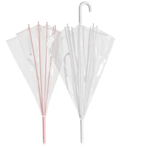 Semi Automatic Long Handled Transparent Eco Friendly Umbrellas for Students and Children Customizable Logos