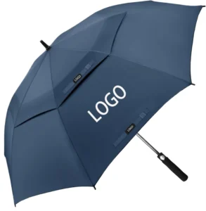 Semi-Automatic Open Golf Umbrella logo High Quality Fiberglass Heavy Duty Sturdy Durable UV Resistant Umbrella